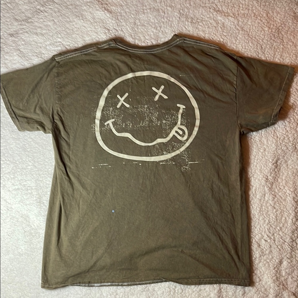 NIRVANA Green Short Sleeve Tee Classic Band Logo - Picture 4 of 5